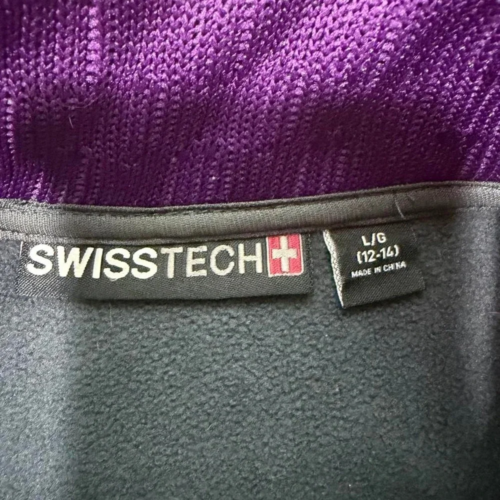 Swiss Tech Purple Full Zip Fleece Hybrid Utility Jacket Hiking Gorpcore Cozy